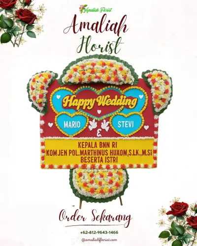 Karangan Papan Bunga Pernikahan di Sebani